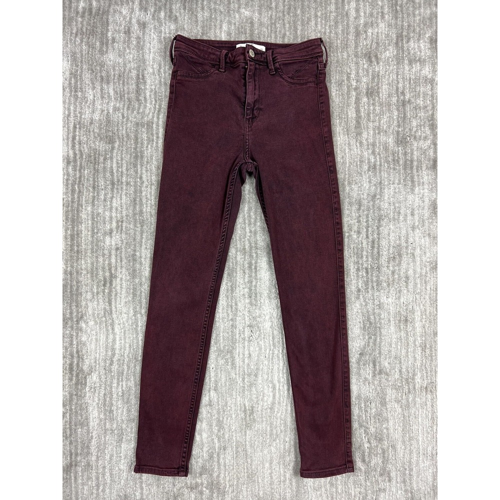 Hollister Jeans Womens 5 27 Burgundy Epic Flex‎ High Rise Skinny Dark Wash Denim